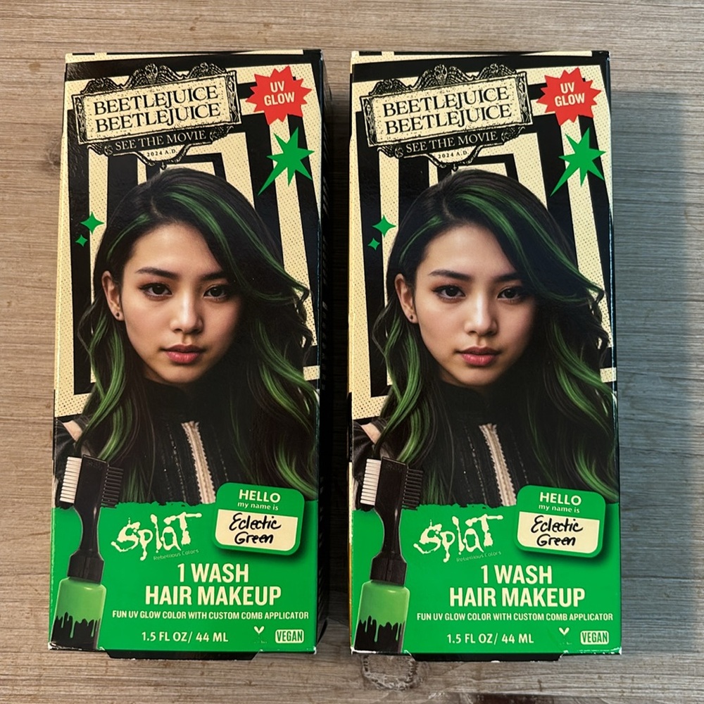 NIB 2 Bottles Splat Eclectic Green Hair Makeup